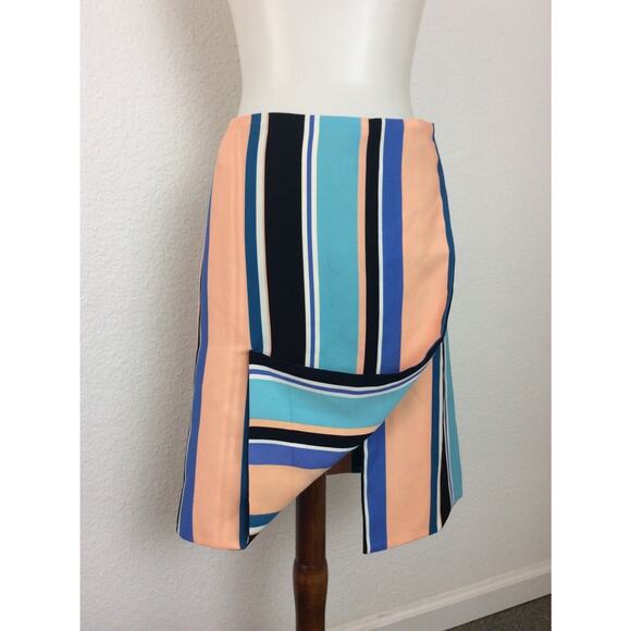 Opening Ceremony Skirt Striped Draped Zip Front Knee Length - Picture 1 of 8